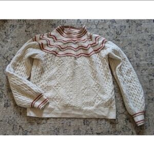 Madewell Mocknet Ivory And Stripe Sweater Size Medium